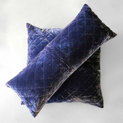 Anichini Pho Handmade Midnight Blue Silk Velvet Pillows