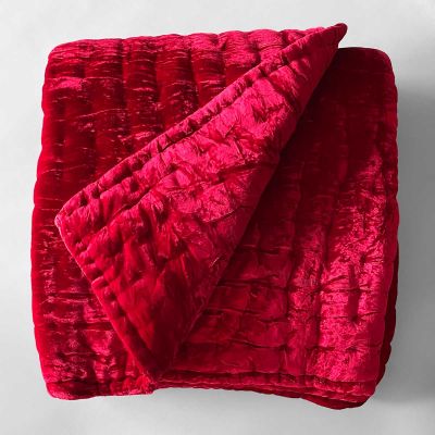 Anichini Pho Silk Velvet Quilts And Bed Throws, Blood Red