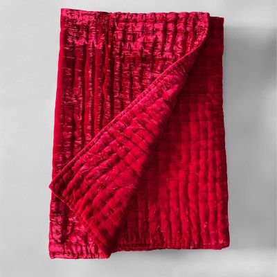 Anichini Pho Silk Velvet Quilts And Bed Throws In Blood Red