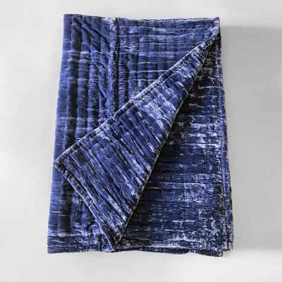 Anichini Pho Silk Velvet Quilts And Bed Throws In Midnight Blue