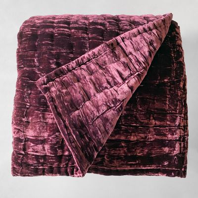 Pho Silk Velvet Bed Throws In Midnight Purple