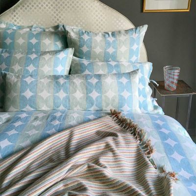 Anichini Contorno Linen Circle Pattern Decorative Pillows In