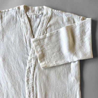 Donatas Linen Flatweave Robe In White