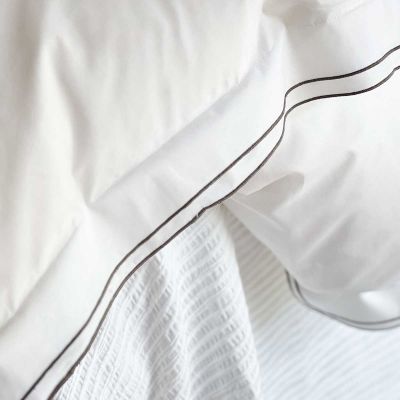 Esme Luxury Percale Sheets With An Embroidered  Double French Flange, GOTS Certified Earth Friendly Sheets