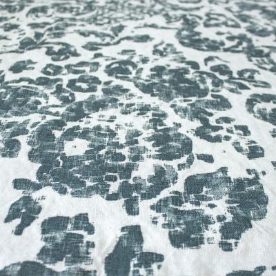Anichini Yutes Collection June Floral Printed Linen Fabric In 04 Petrol