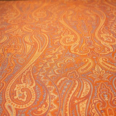Anichini Kashmir Paisley Italian Jacquard Fabric In Orange