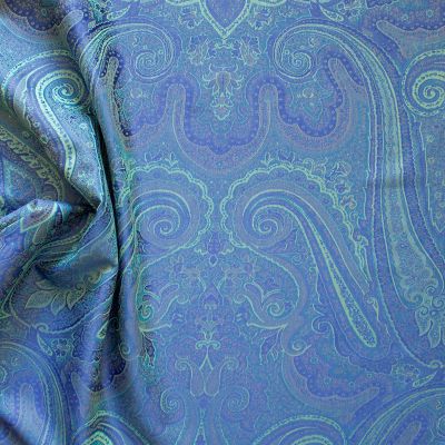Kashmir Paisley Jacquard Fabric In Marine Blue