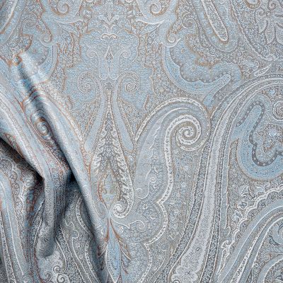 Kashmir Paisley Jacquard Fabric In Mushroom Lavender Reverse