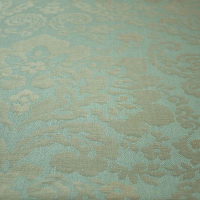 Anichini Lido Linen Jacquard Fabric By The Yard In Aqua Ecru Reverse