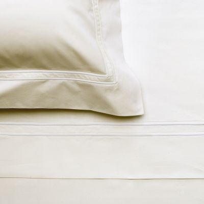 Anichini Lorraine Italian Percale Sheets with a Double Shadow Stitch in Ivory