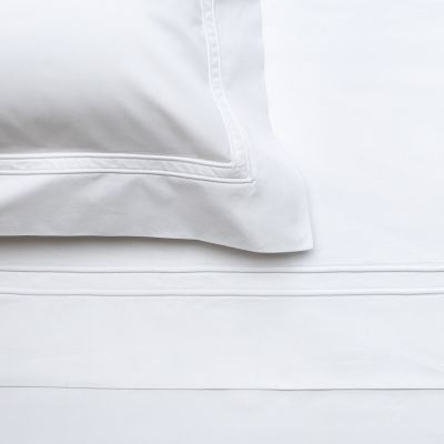 Anichini Lorraine Italian Percale Sheets with a Double Shadow Stitch in White