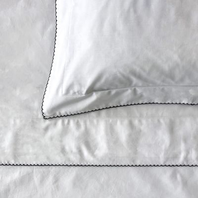 Lucia Luxury Organic Percale Sheets With A Scalloped Embroidered Edge