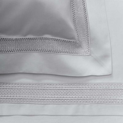 Anichini Martina Sateen Modern Lace Embellished Sheets In Platinum