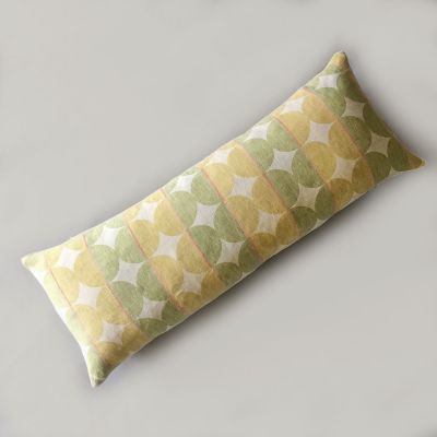 Anichini Contorno Linen Circle Pattern Decorative Pillows In Olive Green