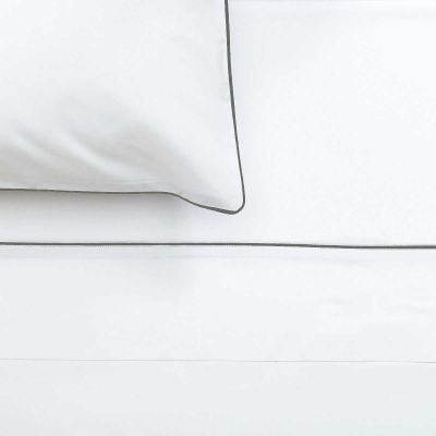 Anichini Palladio Hotel Percale Sheet Sets in White/Grey