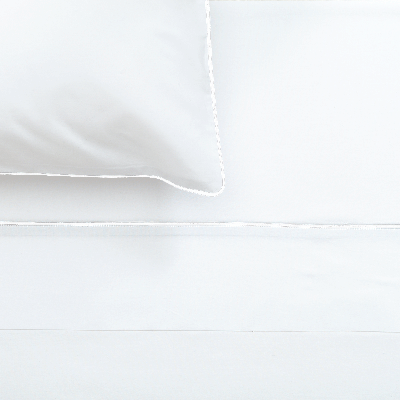 Palladio Percale Sheet Sets, White With White Piping