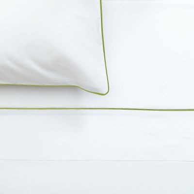 Palladio Percale Sheet Sets, White With Citrine Piping