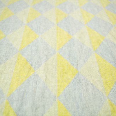 Anichini Puzzle Harlequin Linen Fabric In 04 Yellow/Grey