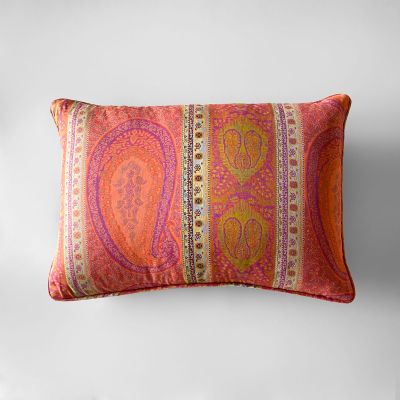Taj Paisley Decorative Pillows In Coral Fuchsia