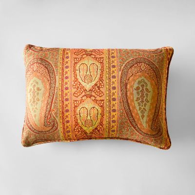Taj Paisley Decorative Pillows In Rust Sage