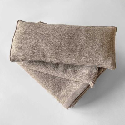 Tashi Hand Loomed 100% Yak Wool Herringbone Pillows In Natural Grey