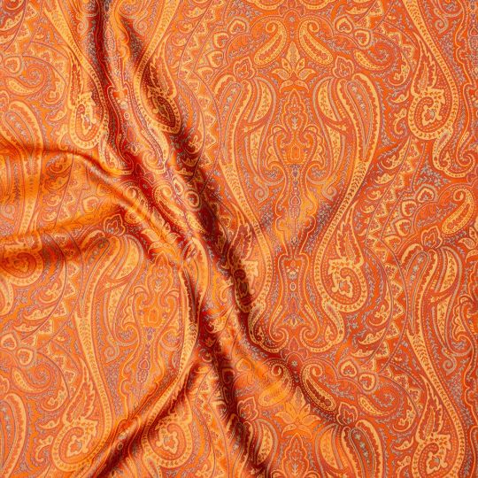 ANICHINI  Kashmir Paisley Jacquard Fabric By-The-Yard In Orange