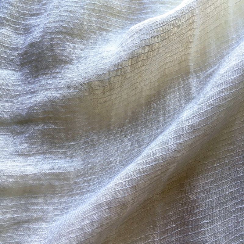 Abril Sheer Pinstripe Linen Fabric In Off White