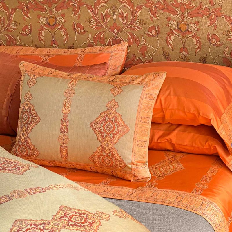 Anichini Persia Jacquard Sheets In Orange