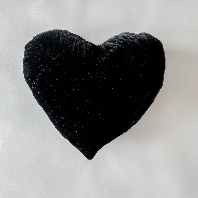 Pho Silk Velvet Heart Shaped Pillow in Black