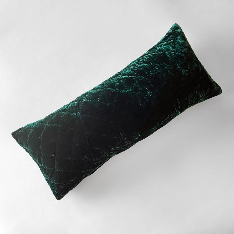 Anichini Pho Handmade Midnight Green Silk Velvet Pillows