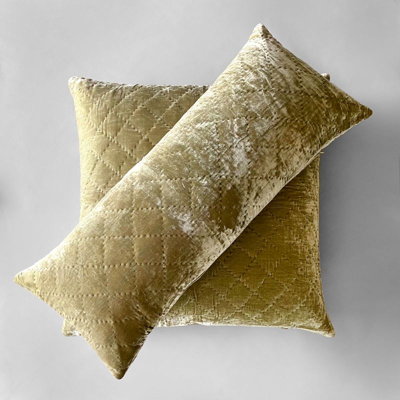 Anichini Pho Handmade Lichen Green Silk Velvet Pillows