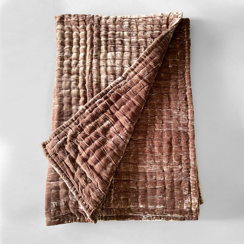 Anichini Pho Silk Velvet Quilts And Bed Throws In Bronze