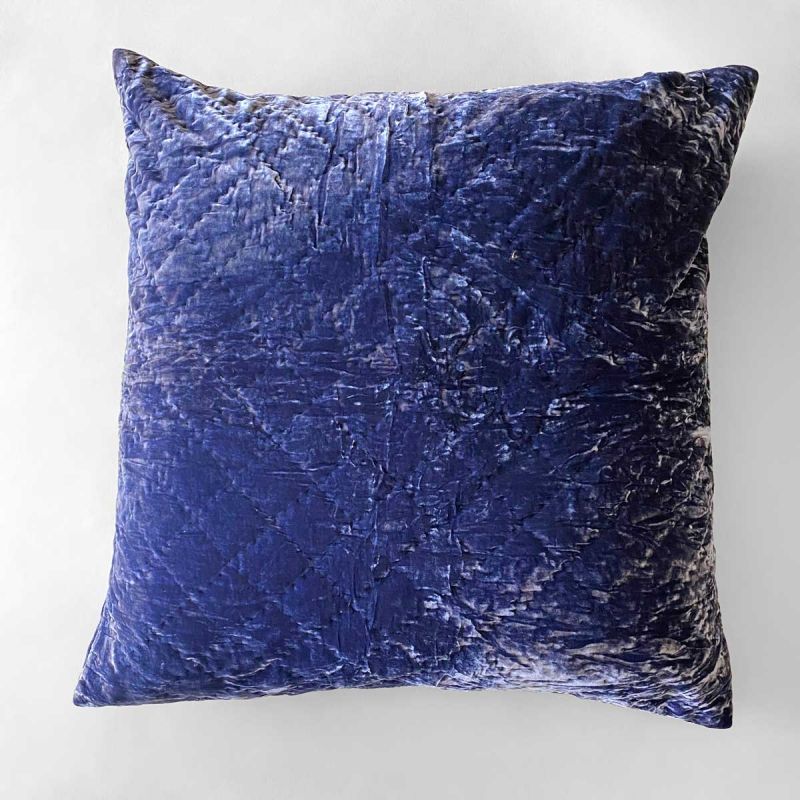 Anichini Pho Handmade Midnight Blue Silk Velvet Pillows