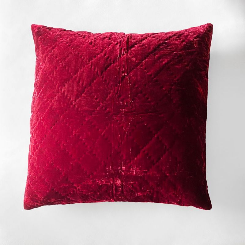 Anichini Pho Handmade Midnight Red Silk Velvet Pillows