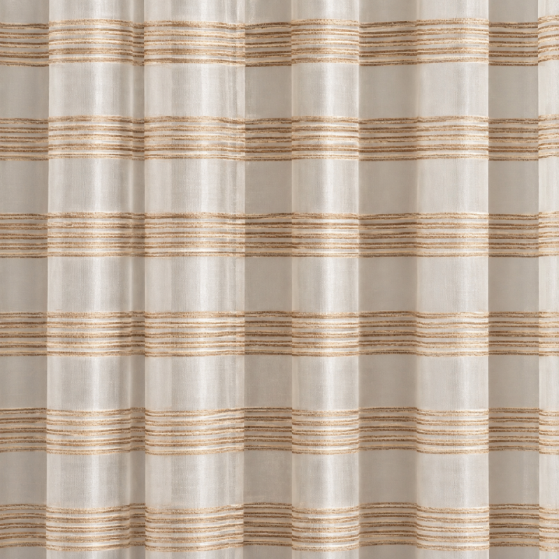 Sahib hand loomed sheer silk curtain with horizontal ribbed bands