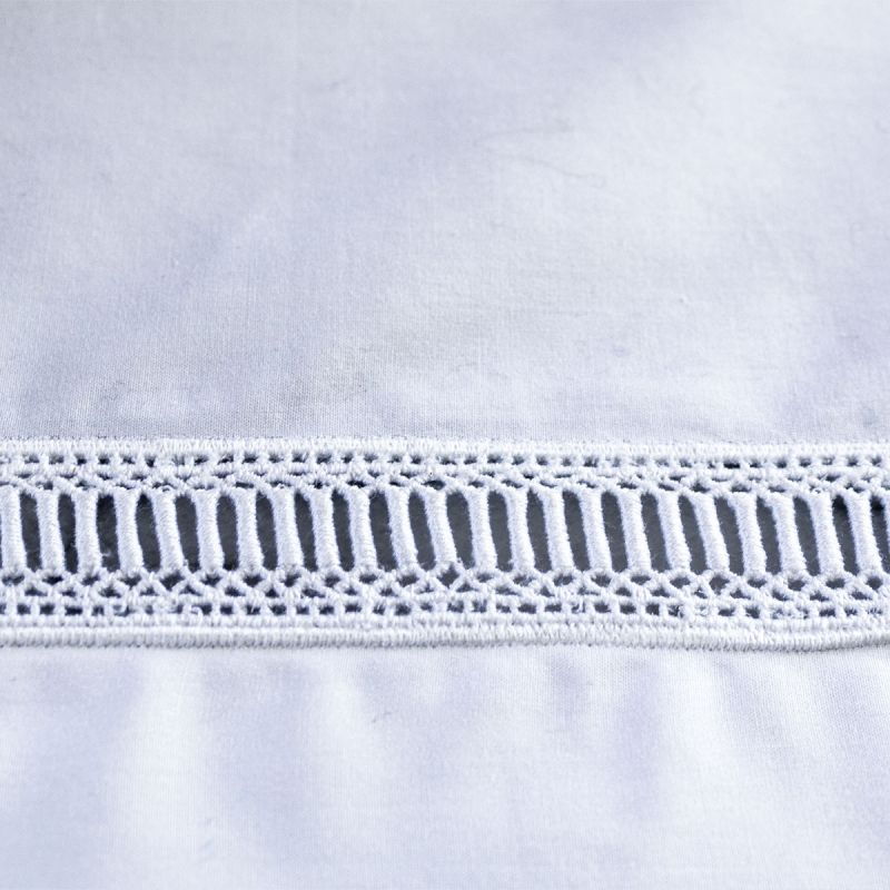 Anichini Avila Luxury Italian Percale Egyptian Cotton Sheets with Swiss Lace