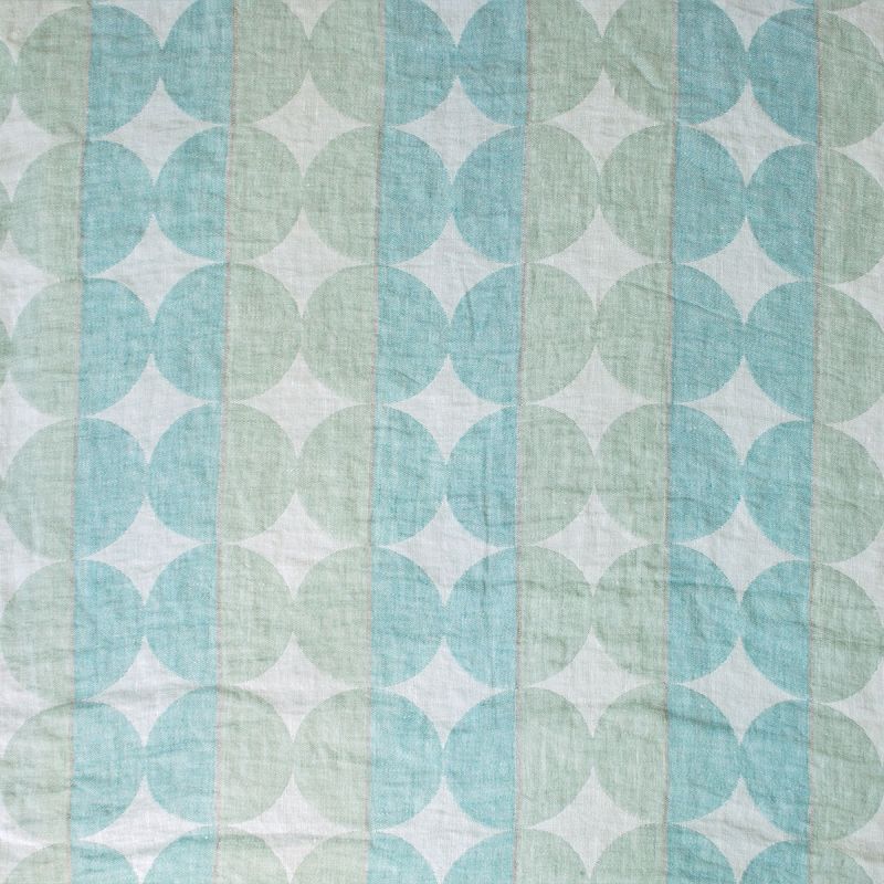 Anichini Yutes Collection Contorno Modern Graphic Linen Fabric In Spaqua