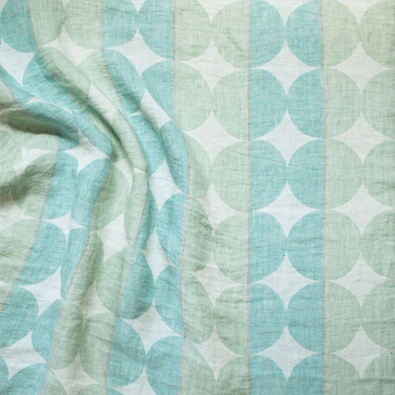 Anichini Yutes Collection Contorno Modern Graphic Linen Fabric In Spaqua