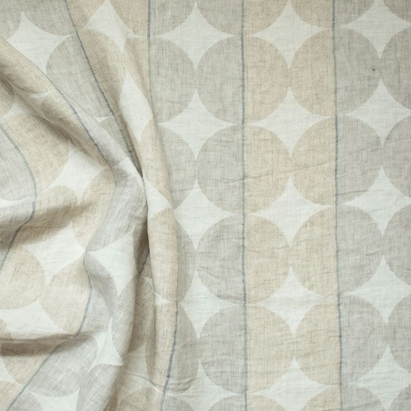 Anichini Contorno Modern Circle Pattern Linen Shower Curtains