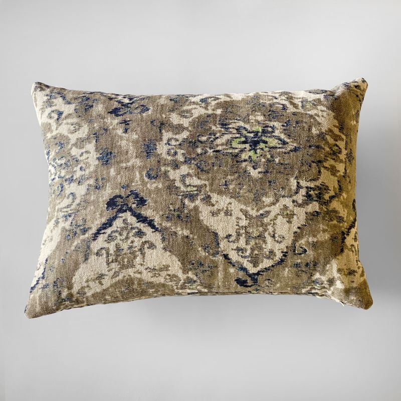 Erba Linen Pillows In Natural / Indigo-Green