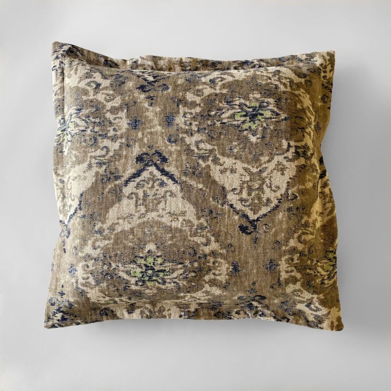 Erba Linen Pillow Shams In Natural / Indigo-Green