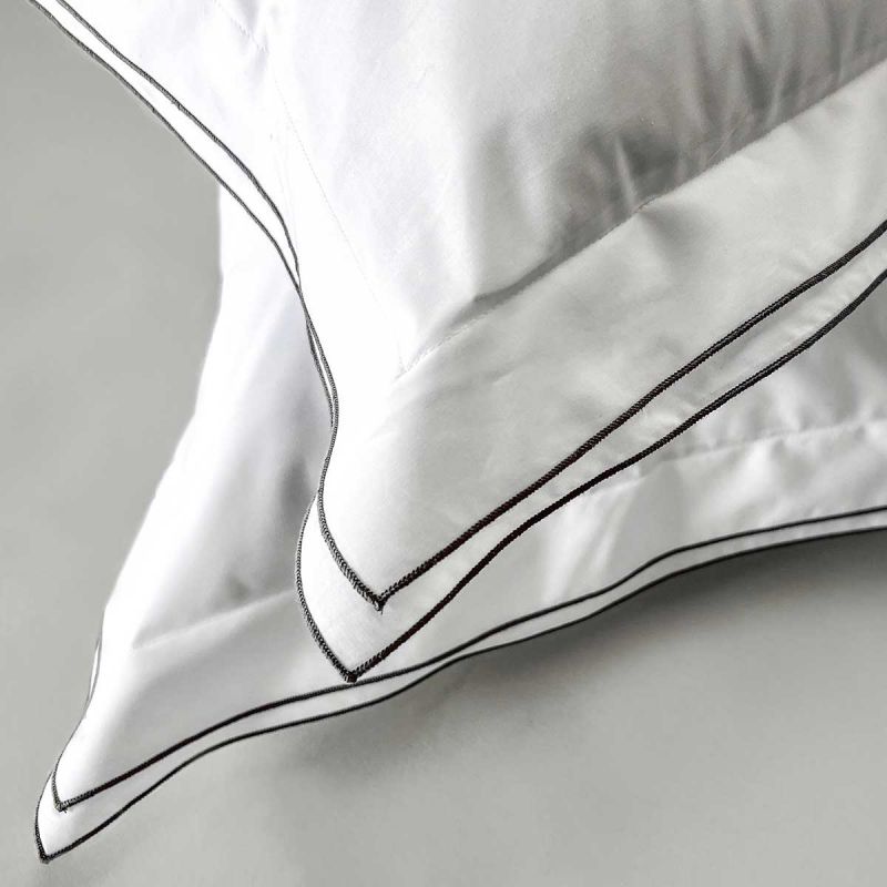 Esme Luxury Percale Sheets With An Embroidered  Double French Flange, GOTS Certified Earth Friendly Sheets
