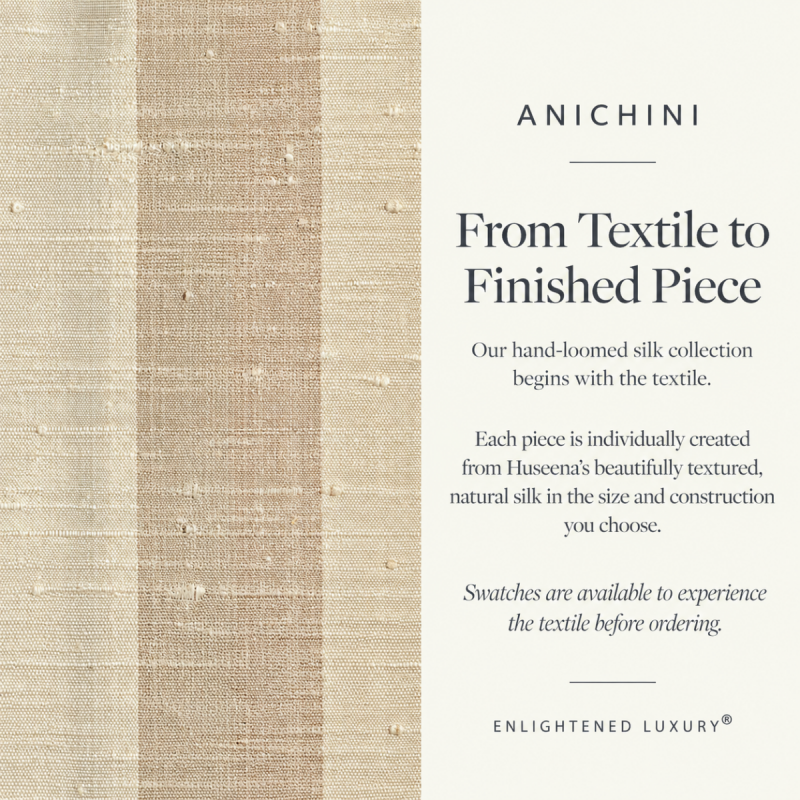 Huseena hand loomed natural silk bedding - from textile to finished piece