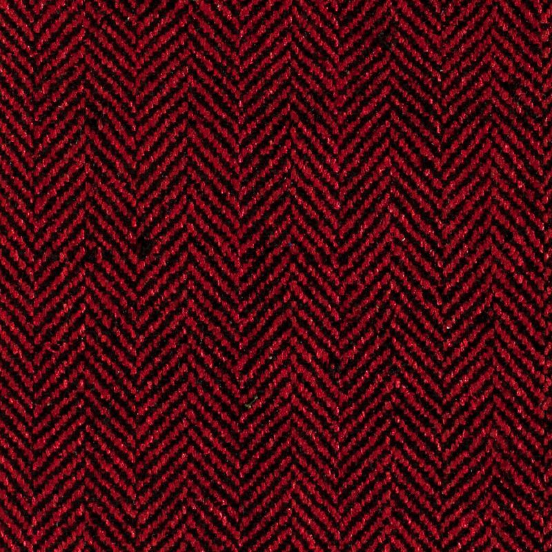 Herringbone hand-loomed silk fabric in red and black with a textured geometric V-shaped weave