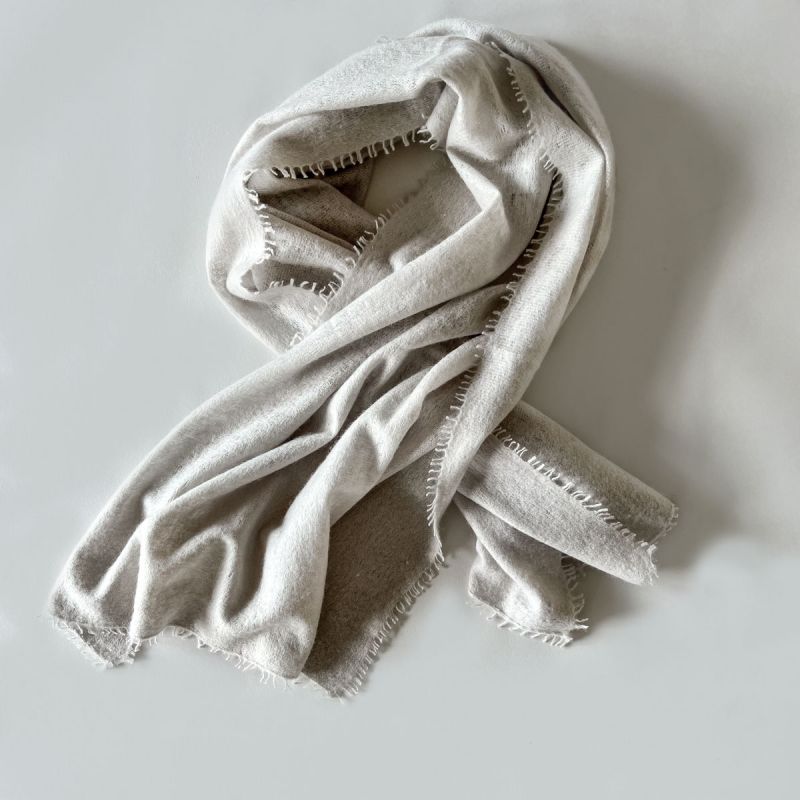 Jampo Hand Felted Cashmere Scarves In Ivory