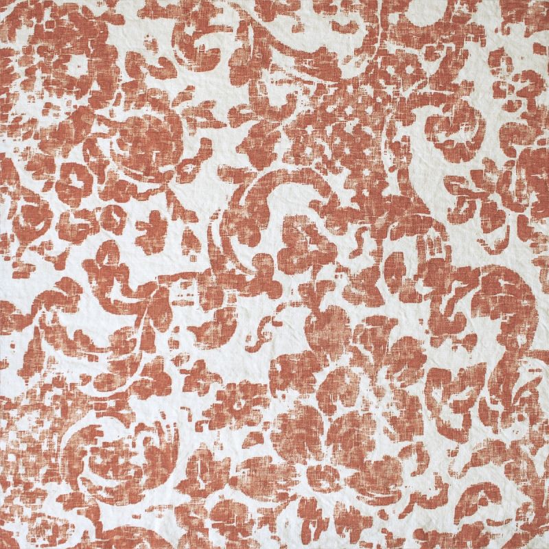 Anichini Yutes Collection June Floral Printed Linen Fabric In 03 Orange