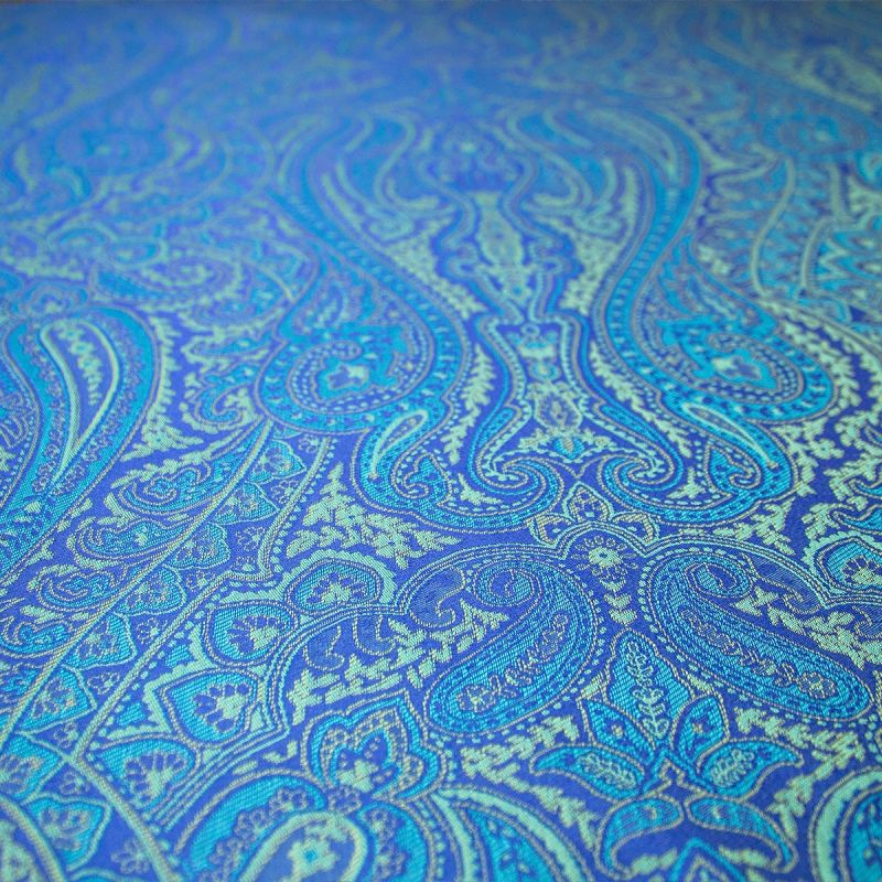 Anichini Kashmir Paisley Italian Jacquard Fabric In Marine Blue