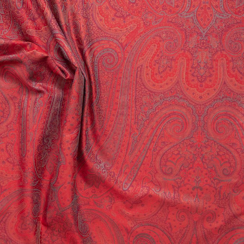 Kashmir Paisley Jacquard Fabric In Blood Red
