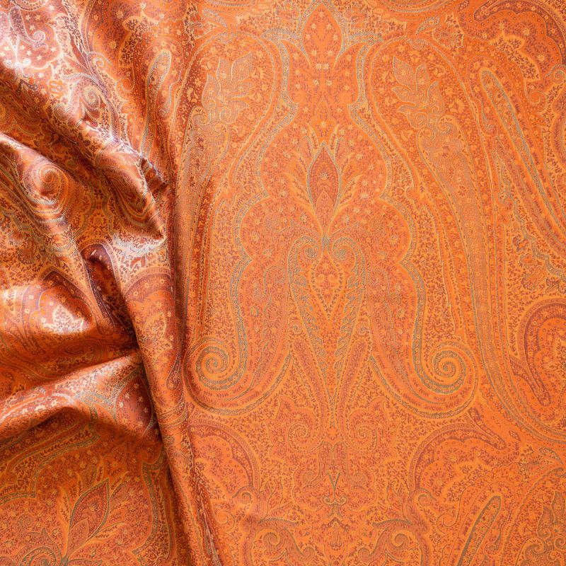 Kashmir Paisley Jacquard Fabric In Orange