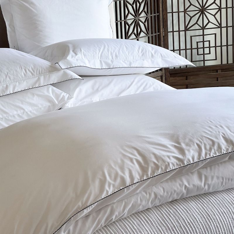 Lucia Luxury Organic Percale Sheet Sets With A Scalloped Embroidered Edge